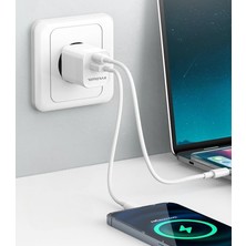 Qbic Pd 30WATT Gan Hızlı Şarj Aleti, A + C Girişli, Beyaz