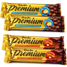Beyoğlu Premium Bütün Fındıklı ve Bademli Çikolata 75 gr x 4 Lü Karma Paket