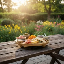 Bambu Top Ayaklı Yuvarlak Sunumluk – 25CM Çap Seçenekli Doğal Ahşap Servis Tabağı | Peynir, Meze, Kek Standı, Kahvaltı ve Charcuterie Board | Yükseltilmiş Masaüstü Tepsi (25 Cm)
