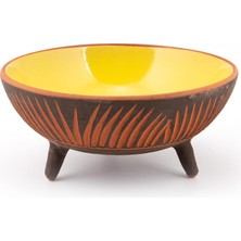 Dekoratif Sunum Kasesi, Seramik Ayaklı Sunum Kasesi, Servis Kasesi, Servis Tabağı, Kase, Tabak (Sarı, 20 Cm)