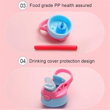 Çocuk Su Şişesi, 480ML Kapasiteli Flip Pipetli, Bpa Içermeyen, Taşıma Kulplu ve Kolay Açılır Düğmeli, Sızdırmaz Çocuk Su Matarası, Okul ve Spor Için (Roket Desenli)