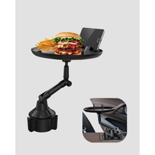 TeknoKapsül 360° Döner Araç Bardaklık Tepsisi Geniş Yemek Alanlı Telefon Standlı