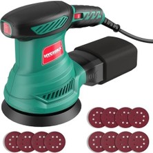 For Better Lıfe 300W Orbital Zımpara Makinesi, Elektrikli Zımpara Makinesi 6 Hız 13000RPM, 12 Adet 125MM Zımpara Kağıdı (240/120/80 Kum), Ahşap ve Metal Zımparalama Için Yıkanabilir Çekme Cebi ile