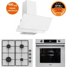 Afm Tech ve Ferre Markalı/ Geart  Turbolu Beyaz Ankastre Set (EL066 Emaye Ocak +FM7701 +FM3301W)