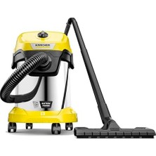 Wd 3-18 Akülü Islak/kuru Elektrikli Süpürge, Filtre, Derz ve Islak/kuru Başlığı Dahil, 225 Watt, Plastik Hazne: 17 L, Hortumu: 2 M, Pilsiz, Şarj Cihazı Yok, Sarı