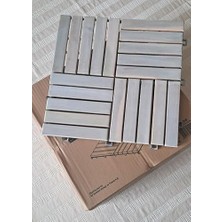 Akasya Ahşap Yer Karosu, Organik Beyaz 30X30 Cm, 10'lu Paket, 0.9 M² Yer Kaplama