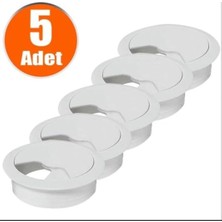 Masa Üstü Kablo Kanalı Deliği Kapağı Beyaz Masa Kapağı 6 cm (5 Adet)