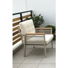 Opal 1'li (Krem) Metal Gövde Balkon-Bahçe-Kafe,çay Seti,koltuk Takımı,oturma Grubu,ofis Koltuğu