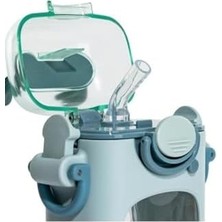 Tritan Çocuk Matarası Askılı 400ML Pipetli Hayvan Kulaklı (Turkuaz)