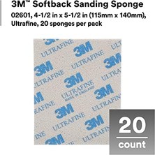 3m Softback Zımpara Süngeri 02601, 4 1/2 x 5 1/2 Inç, 20'li Paket, Ultra Ince Kumlu, Hızlı Kesim