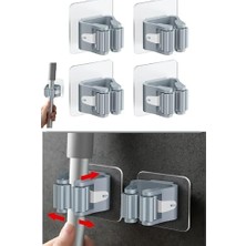 4’lü Set Kendinden Yapışkanlı Mop ve Süpürge Tutucu – Delmeden Duvar Organizeri, Güçlü Yapışkanlı Banyo ve Mutfak Sopa Tutucu, Kaymaz Silikon Tutucu Duvar Askısı