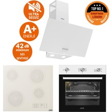 Afm Tech ve Ferre Marka / Fowa Sessiz  Elektr. Vitro. Beyaz Ankastre Set (D087-SA + V6-05 + FM7301)