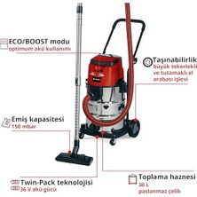 Akülü Islak/kuru Süpürge Te-Vc 36/30 Li S-Solo Power X- (36V, Eco/boost Modu, 30 L Paslanmaz Çelik Hazne, Üfleme Bağlantısı, 2,5 M Dayanıklı Hortum Dahil, Akü Dahil Değildir) - 2347140