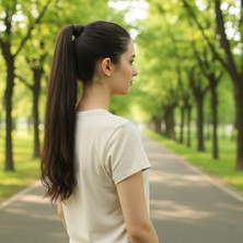 Chic Haven Bağlamalı Düz At Kuyruğu / Açık Kahve