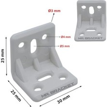 Mr.bracket 15 Ad. Krem Plastik L Gönye Köşebent 25X25X30MM - Mobilya Dolap Raf Çekmece Sehpa Birleştirme Sabitleme Montaj Bağlantı Aparatı