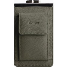 Damy Hakiki Deri Unisex kartlıklı  Sigaralık 701 - Haki