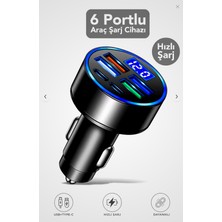 Erdmsp 66W Akıllı Dijital Ekranlı 2pd + 4usb Çoklu Araç Şarj Cihazı Tek Dokunuşta Çoklu Şarj Deneyimi