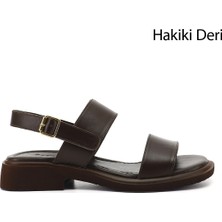 Gönderi(r) Kadın Kahverengi  Tokalı Bantlı Hakiki Deri Sandalet