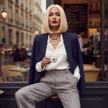 Chic Haven Platin T Lace Gerçek Küt Peruk