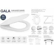 Gala Slim Yavaş Kapanan Klozet Kapağı, Ultra Ince Modern Tasarım, Sessiz Soft Close Mekanizma, Kolay Sök-Tak Özelliği, Dayanıklı ve Hijyenik Yüzey, Tüm Standart Wc Modelleri ile Uyumlu, Premium Kalite