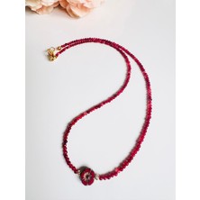 Devi Fashion Minimal Doğal Taş Çiçek Kolye 42 cm