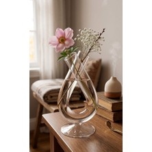 Çeyizde Modern Iskandinav Tasarım Cam Vazo | Dekoratif Çift Tüplü Minimal Vazo | El Yapımı Üflemeli Vazo