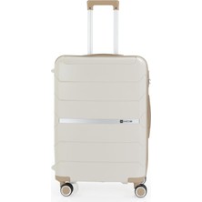 Mçs Unisex Polipropilen Lüx ve Hafif 4 Çift Tekerli 360C° Dönebilir Kırılmaz Valiz (Kabin-Orta-Büyük)