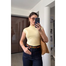 Magarde Premium Dik Yaka Bluz- Sarı