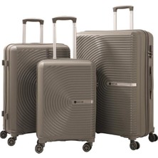 Mçs Unisex Lüx ve Ultra Esnek Kırılmaz Teleskopik Saplı 360C° Döner 4 Çift Tekerli 3'lü Valiz Seti