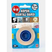 Çift Taraflı Köpük Montaj Bandı (Iç Ortam) 19MM x 1.5mt