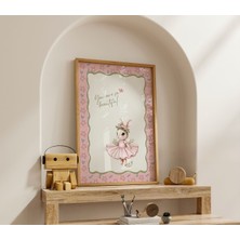 Luxor Pixels (Çerçevesiz) Pembe Balerin Tavşan Çocuk Odası Poster