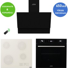 Afm Tech Emora Vitroseramik Elektrikli Turbolu Siyah  Ankastre Set ( V6-05 + FM7700 +FM3400 )