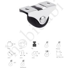 Tekerlek Mini Sabit Mobilya Sehpa Komidin Tekeri NO:100 60 kg Tek Ebat