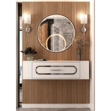 Demonte Decor D7048DD-128 Duvara Monte Tek Kapaklı Pleksili Dresuar Beyaz-Gümüş