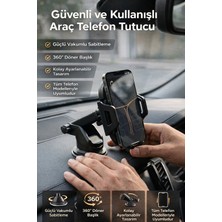 360° Dönebilen Araç Telefon Tutucu - Çift Montajlı (Ön Cam + Torpido) Tüm Telefonlara Uyumlu