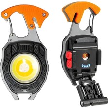 TeknoKapsül Çok Fonksiyonlu Mini LED Lamba Anahtarlık Çakmak USB Şarjlı Kamp Için Taşınabilir 7 Modlu ( Lisi