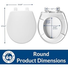 Freedom Books 880SLOW 000 Caswell Klozet Kapağı Yavaş Yavaş Kapanır ve Asla Gevşetmez, Yuvarlak, Uzun Ömürlü Plastik, Beyaz