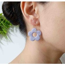 Ödül Moda Polimer Kil Özel Tasarım Çiçek Fırfırlı Açık Lila Küle