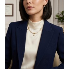 Lumea Mama 🌸eleganz: Modern Inci ve Altın Detaylı Drop Kolye