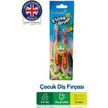 Brush Baby Çocuk Diş İpi Etkili Yumuşak Diş Fırçası - Dinozor - Çiftli Paket - 3-6 Yaş