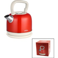Nuveden Retro Kırmızı Nostalji Demlik Model Çelik Kettle Su Isıtıcı 2.2lt 1800W Gizli Resiztans Sk-80