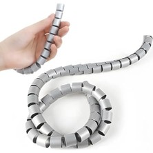 Freedom Books 16 mm Gri 1 Metre Spiral Kablo Toplayıcı, Boru Tipi Kablo Düzenleyici (2 Adet)