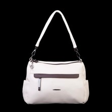 Nas Bag Çok Gözlü Yumuşak ve Hafif Yapılı Çift Askılı Omuz ve Çapraz Çanta ( 30X24 cm ) Krem Kahve Lopez