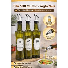 Funny Life 3’lü 750 ml Cam Yağdanlık Seti Damlatmaz Akıtmaz Yağ Şişesi Zeytinyağı Sirkelik