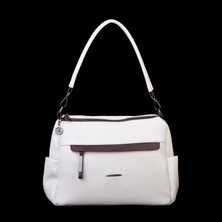 Nas Bag Çok Gözlü Yumuşak ve Hafif Yapılı Çift Askılı Omuz ve Çapraz Çanta ( 30X24 cm ) Krem Kahve Victoria