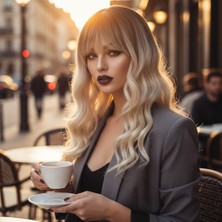 Chic Haven Daalı Kısa Perçemli Fiber Sen Peruk / Kahve / Platin Ombreli