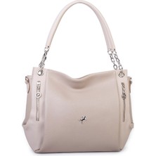 Nas Bag Kadın Büyük Boy Omuz Çantası ( 45X34X21 Cm) Kum Victoria