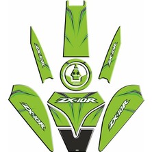 Gogo Premium Kawasaki ZX10R Uyumlu Yeşil Tank Pad Set