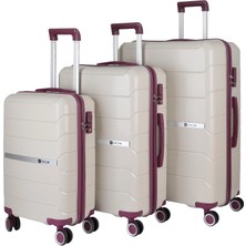 Mçs Unisex Polipropilen Lüx ve Hafif 4 Çift Tekerli 360C° Dönebilir Kırılmaz Valiz (Kabin-Orta-Büyük)