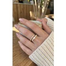 Pirinç Gold Renk Zirkon Taş Detaylı Yılan Model Ayarlanabilir Yüzük - Lisinya